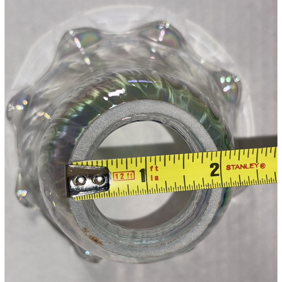 Set of 3 Iridescent 4” Light Shade Hurricane Lamp Swirl Bell Ruffled Fitter 2” - Picture 11 of 14